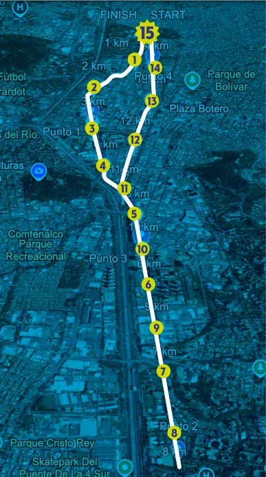 Recorrido 15K Cristal Run Fest